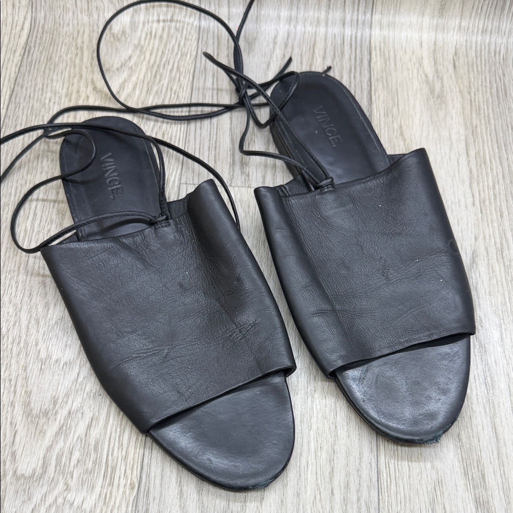Vince Black Leather Women's Sandals